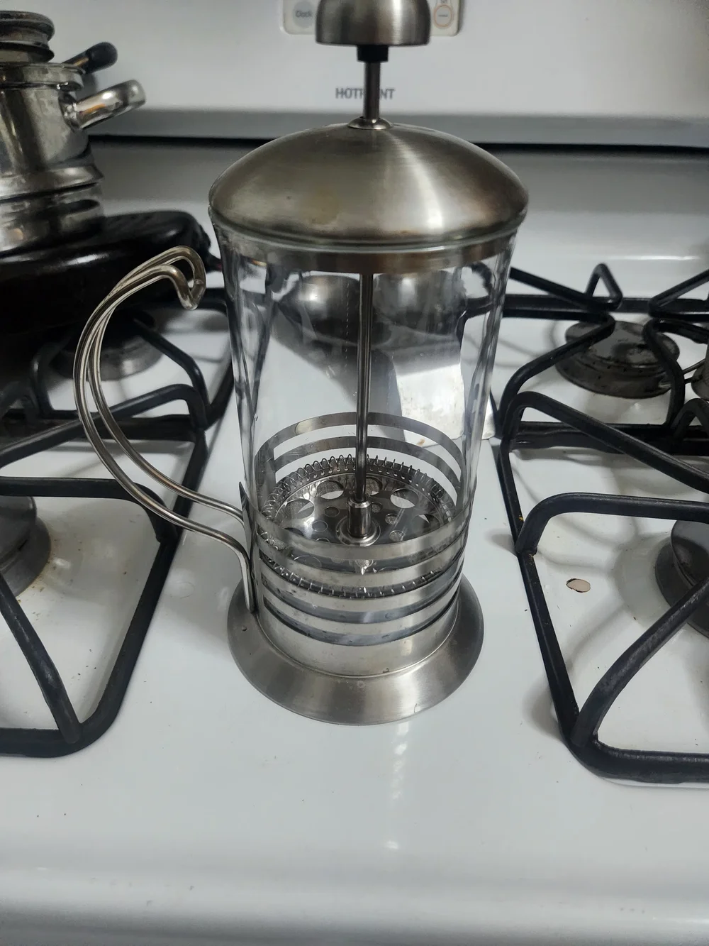 Brushed Silver French Press Coffee Maker - Stainless Steel & Glass